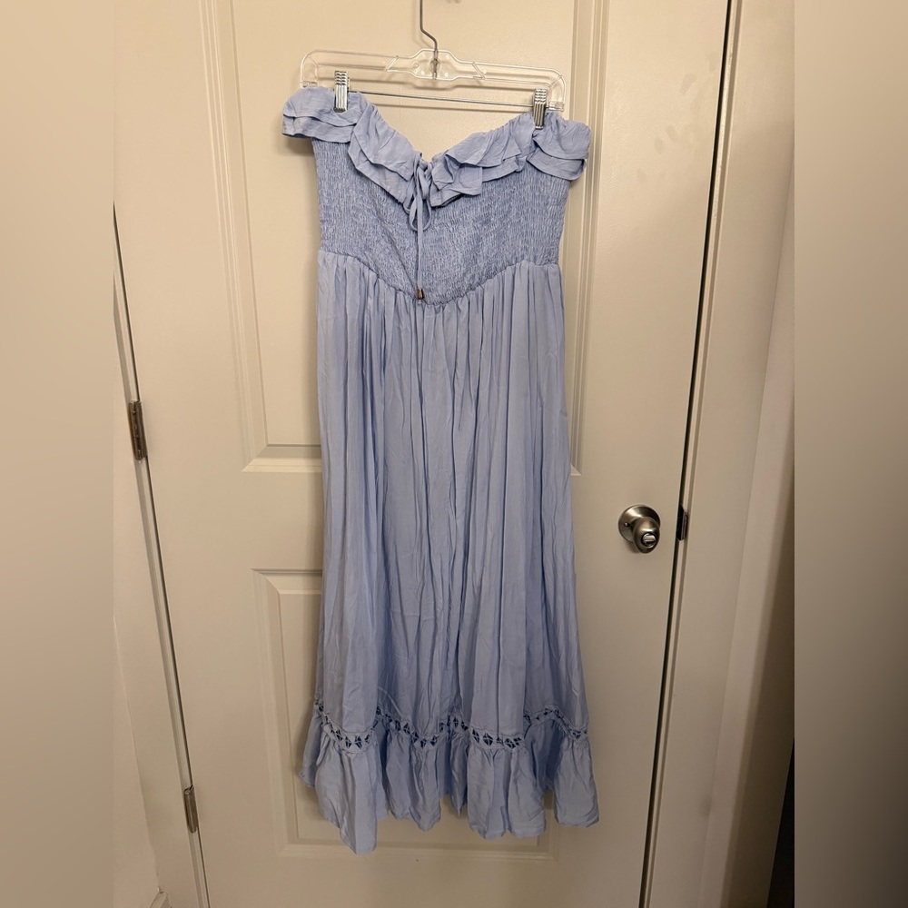 Light Blue Strapless Maxi Dress